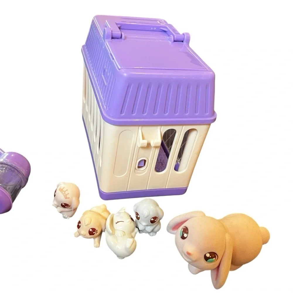 Little Live Pets Mama Bunny Rabbit Surprise mom 4 Babies Hutch Cage water bottle